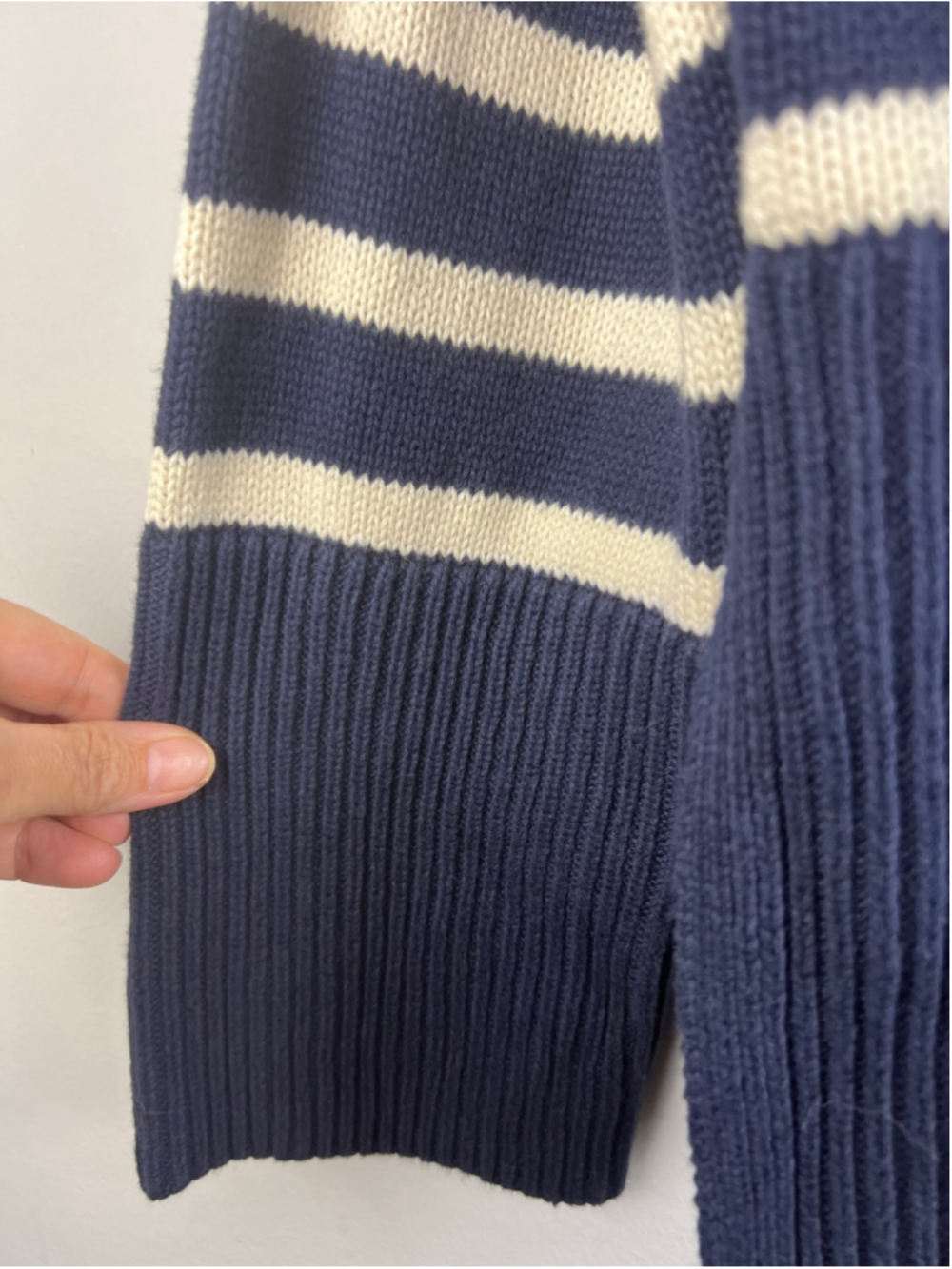 GAP Navy White Stripe Turtleneck Sweater Small 100% Cotton Oversized Nautical - Picture 2 of 6